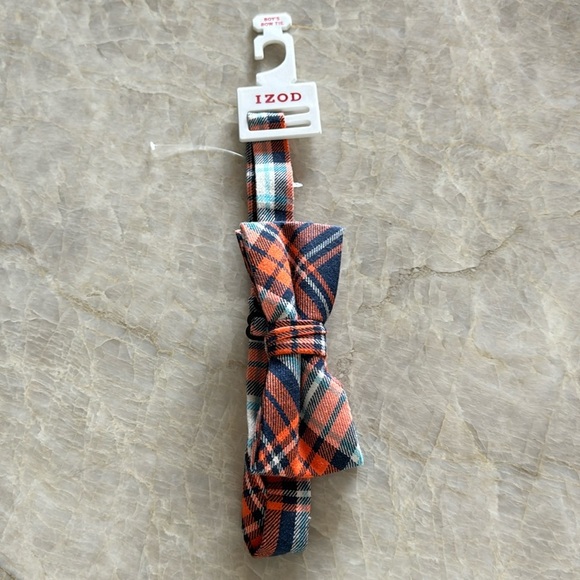 Boys Bow Tie Izod Blue/Orange Plaid One Size‎ New - Picture 1 of 5